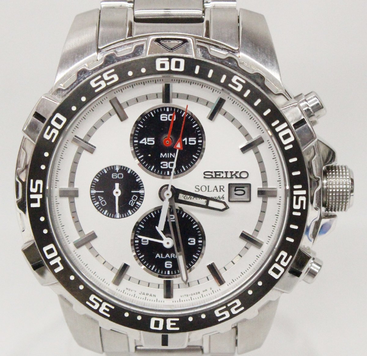 SEIKO セイコー ソーラー クロノグラフ V172-0AT0 デイト 白 ホワイト