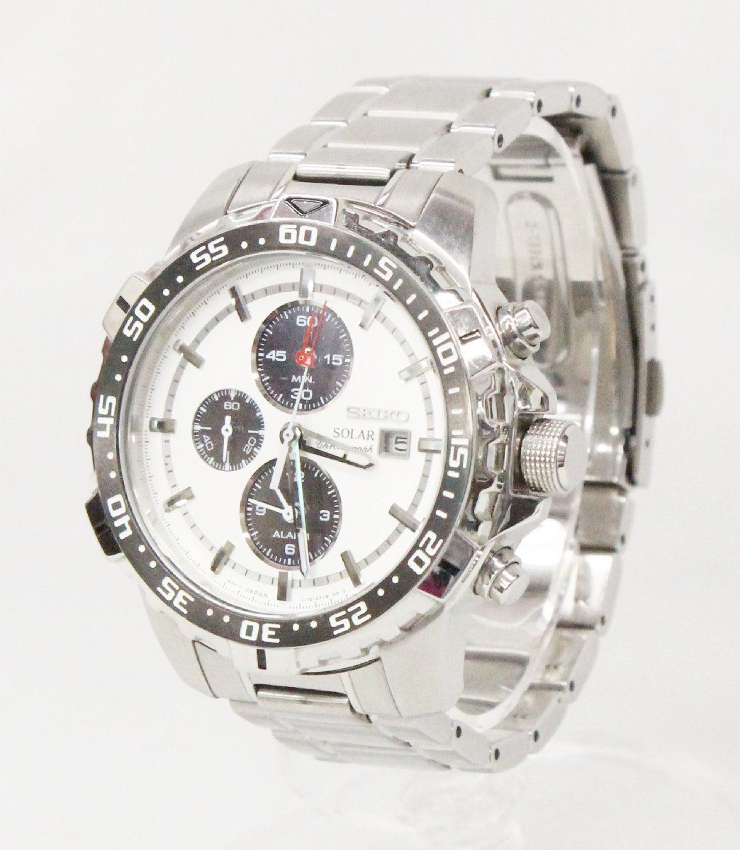 SEIKO セイコー ソーラー クロノグラフ V172-0AT0 デイト 白 ホワイト