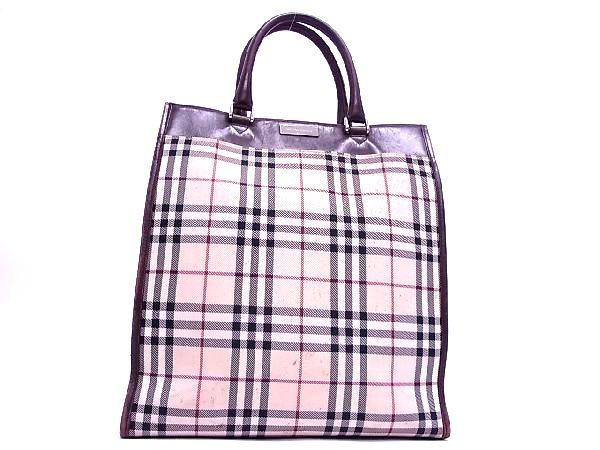 1円 BURBERRY バーバリー ノバチェック キャンバス×レザー クロス