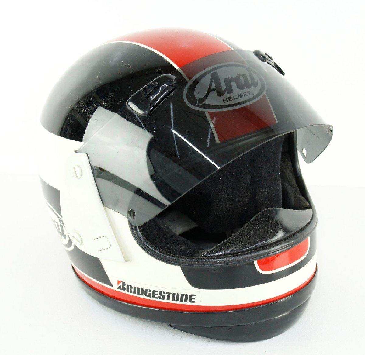 アライ Arai ヘルメット Arai&frasl;アライ 57-58（M）フルフェイス フルフェイスヘルメット「ジャンク 【ジャンク品】ARAI アライ ヴィンテージ フルフェイス ヘルメット ブラック×レッド/ホワイト 59.60cm【ディスプレイ用・鑑賞用】”