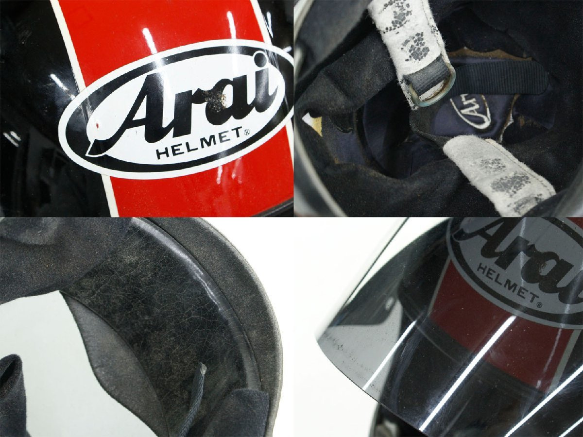 アライ Arai ヘルメット Arai&frasl;アライ 57-58（M）フルフェイス フルフェイスヘルメット「ジャンク 【ジャンク品】ARAI アライ ヴィンテージ フルフェイス ヘルメット ブラック×レッド/ホワイト 59.60cm【ディスプレイ用・鑑賞用】”