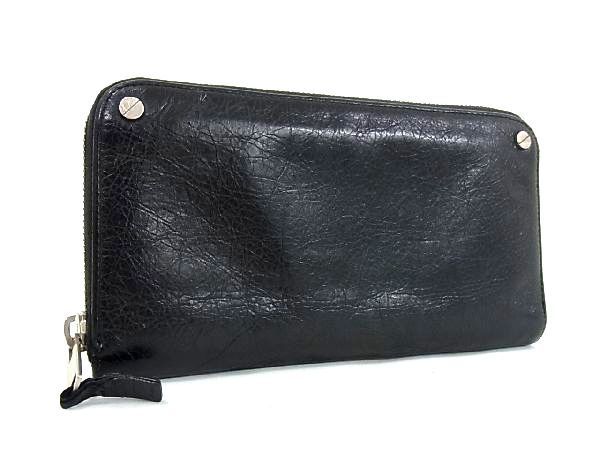 【限定SALE，大得価】 1円 BALENCIAGA バレンシアガ 286092 レザー ラウンドファスナー 長財布 ウォレット 小銭入れ 札入れ カード入れ ブラック系 BB5610yM(服飾小物)｜売買されたオークション情報、yahooの商品情報をア 服飾小物