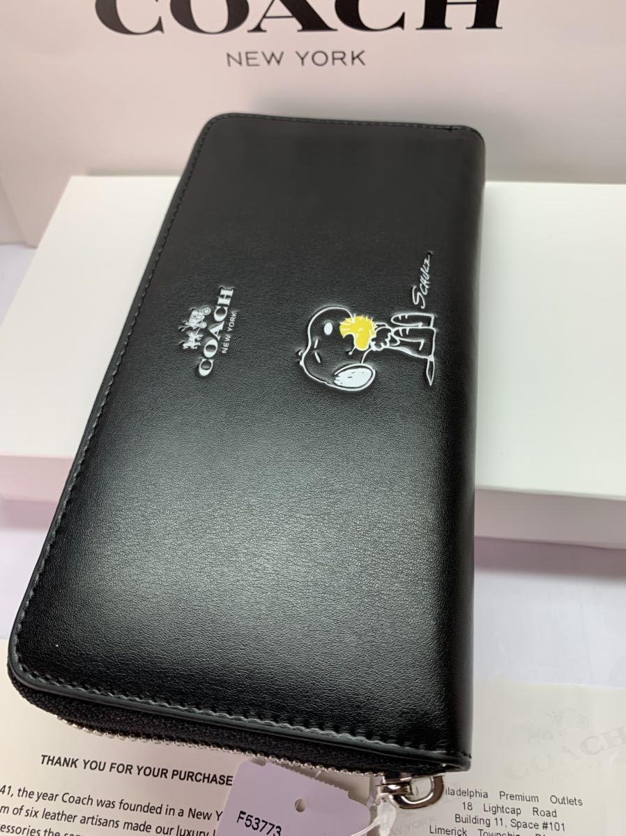 【定番人気，セール】 COACH 箱付き 長財布 アウトレット F53773 BK SNOOPY スヌーピー アコーディオンジップ カーフレザー ウォレット ブラック翌日発送(女性用財布)｜売買されたオークション情報、yahooの商品情報をア 服飾小物