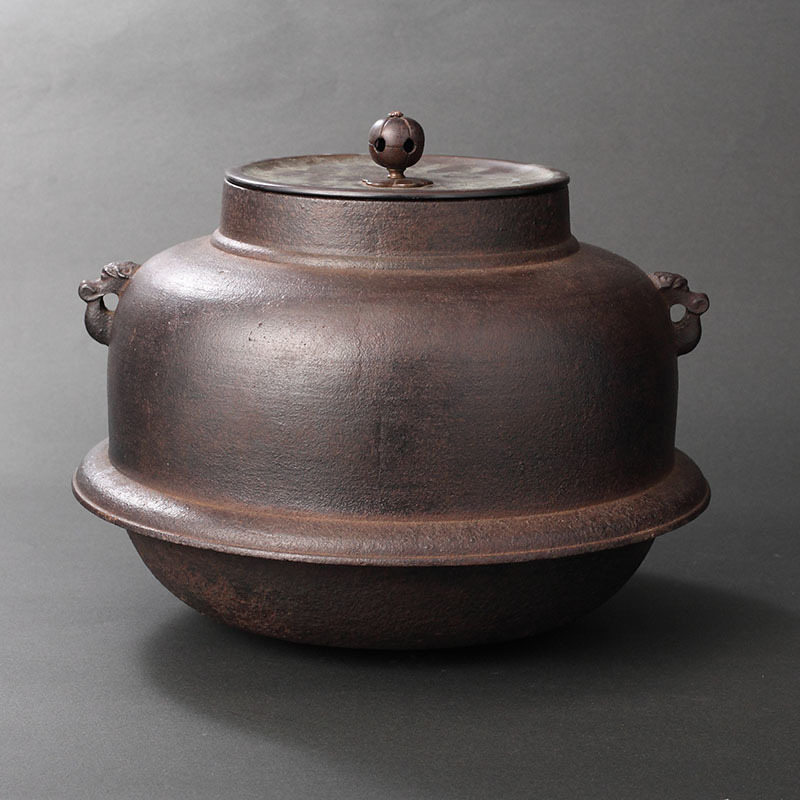 時代 古芦屋釜 大西浄長 箱書（茶道具 金属工芸 金工 茶釜 釜師