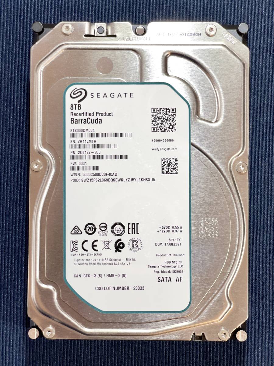 使用時間206時間］Seagate BarraCuda 8TB ST8000DM004-2U9188