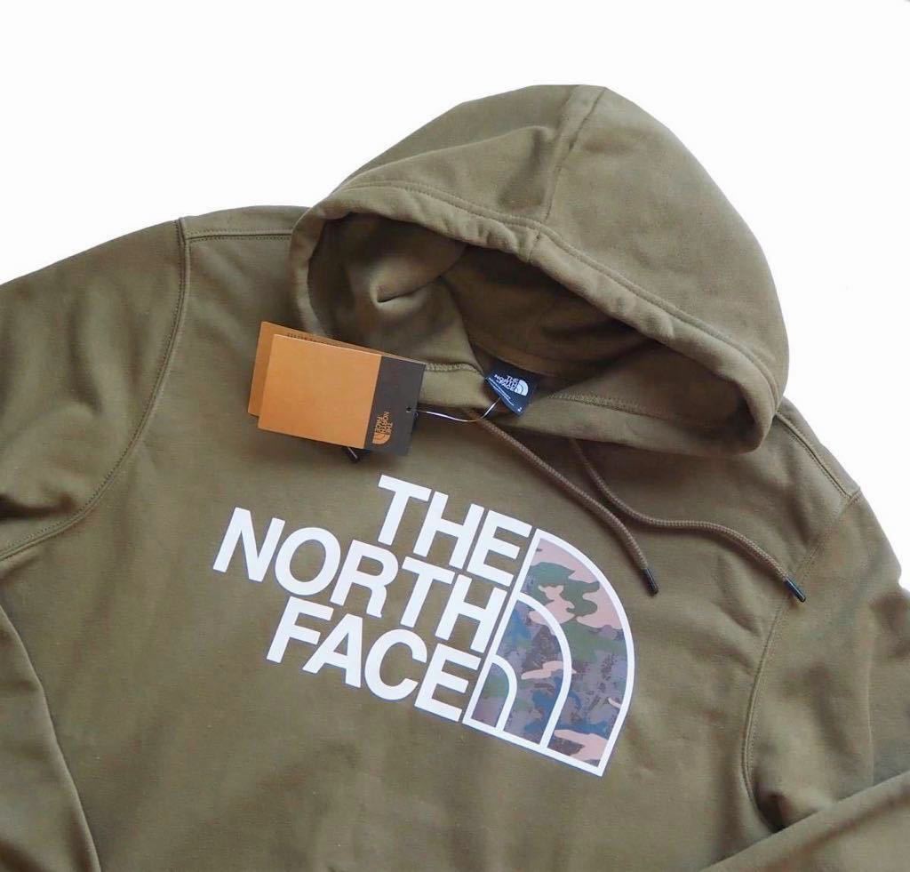 新品未着用　ザ・ノースフェイス正規品　裏起毛スウェットパーカー　日本L～XL相当（US L)　オリーブ　カモフラハーフドーム　フ―ディー