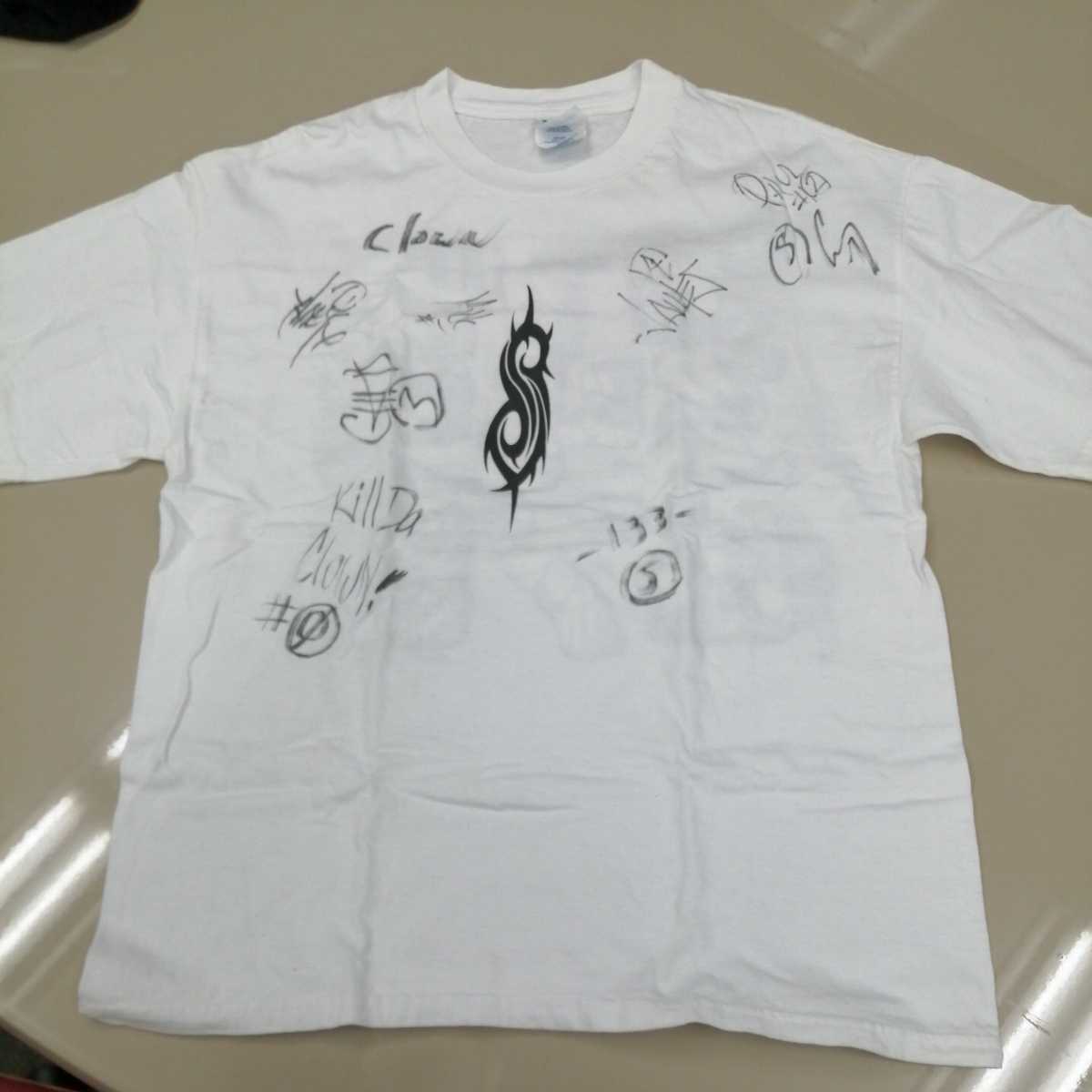 B11 バンドTシャツ スリップノット 白 メンバーサイン入り 