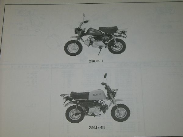 ホンダ モンキー⁄ゴリラ サービスマニュアル Z50J⁄パーツリスト10版
