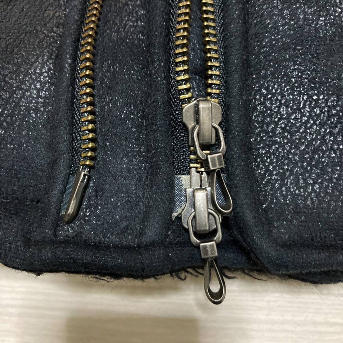 良品□FUGA フーガ□フェイクムートン ブラックファー ライダース 