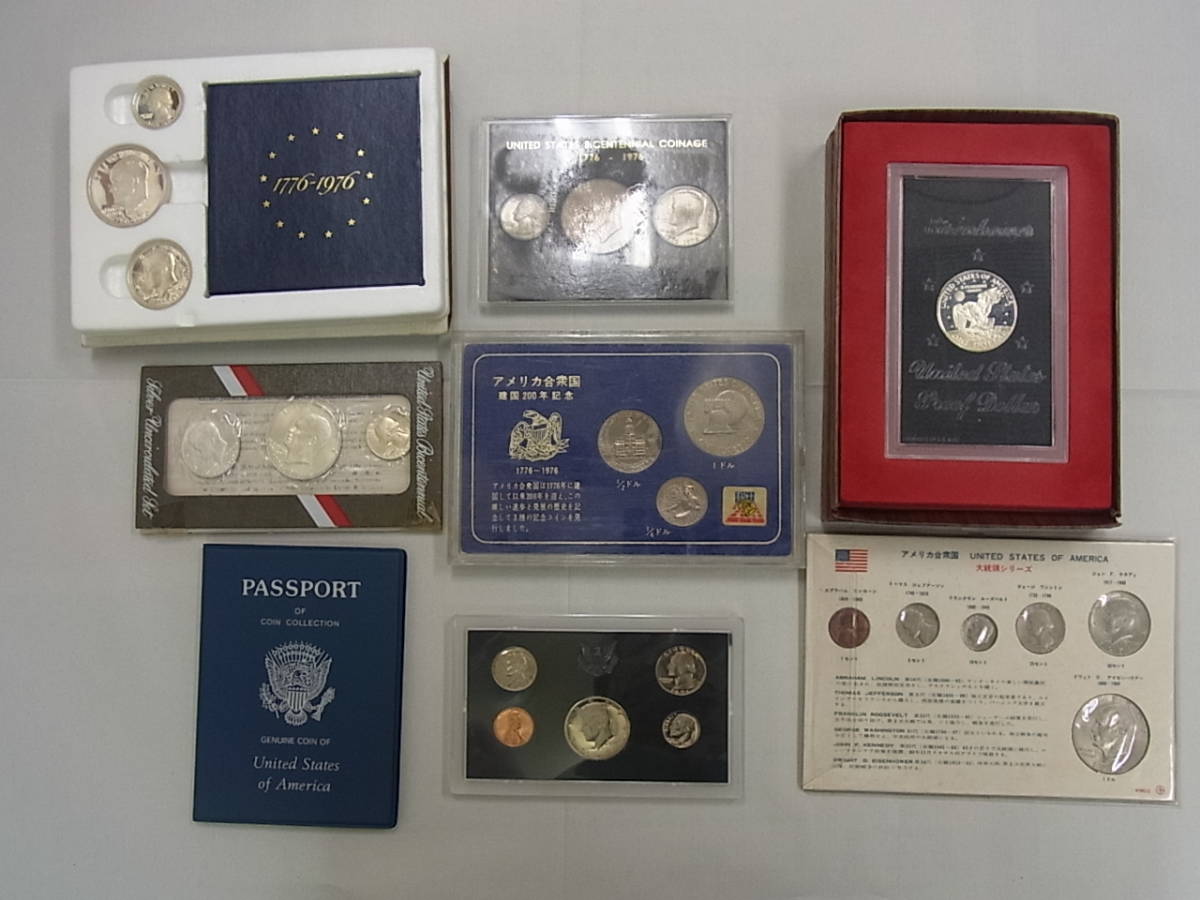 141125DK-GC3□アメリカ□コインセット 記念硬貨□計8点 建国200年