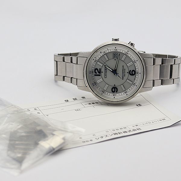 1円 CITIZEN/シチズン H415-S060559 電波ソーラー デイト シルバー文字