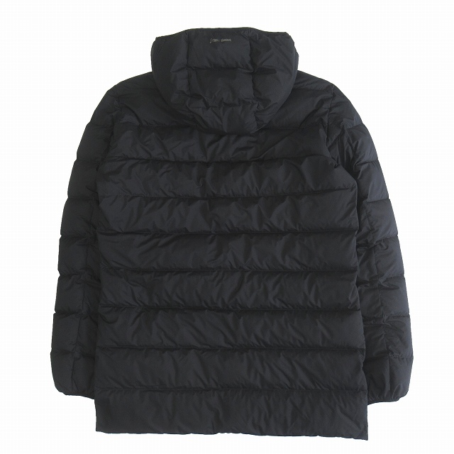 美品 17AW ヘルノ HERNO フーデット ダウン ジャケット ブルゾン ロゴ 