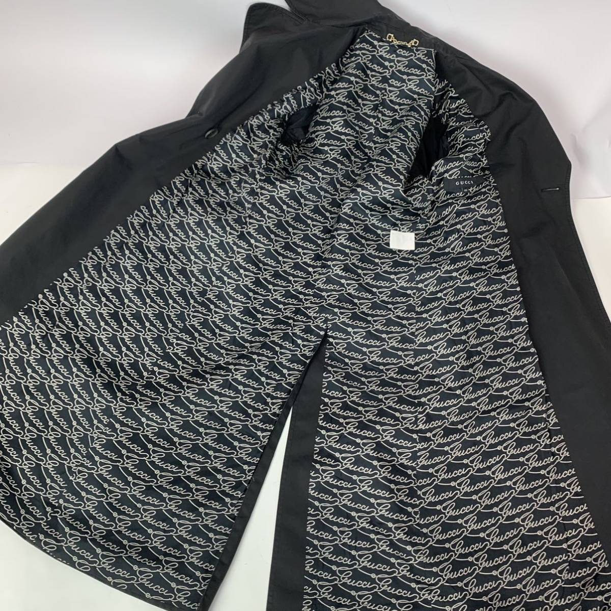 r352 GUCCI グッチ 2006 トレンチコート ブラック ジャケット ロング 
