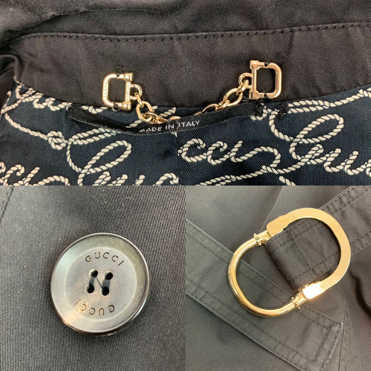 r352 GUCCI グッチ 2006 トレンチコート ブラック ジャケット ロング 