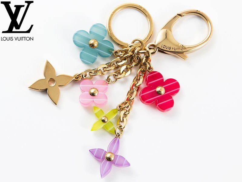 【BF】ルイ・ヴィトン LOUIS VUITTON ポルトクレ ポップフラワー バッグチャーム キーホルダー キーリング ゴールド M66144 1円