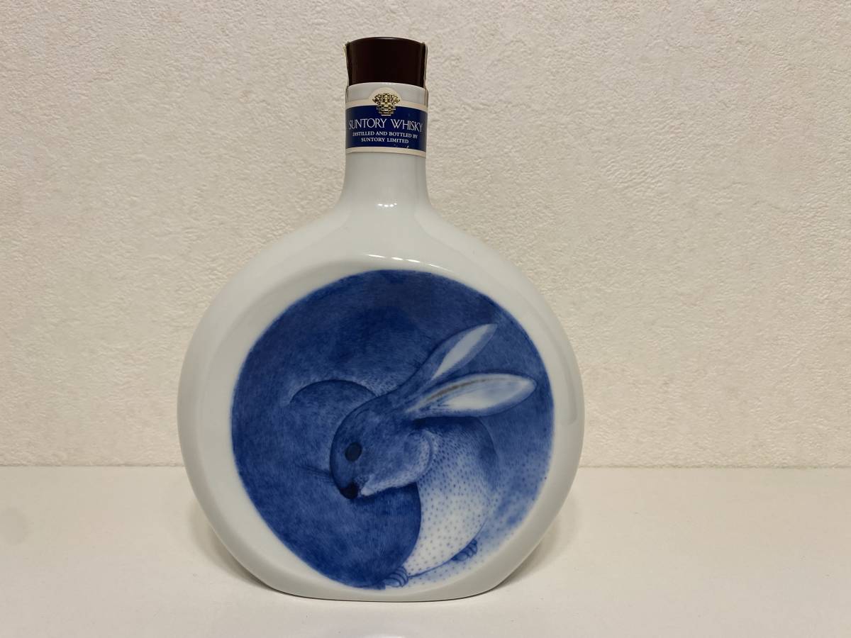 未開栓 サントリー シングルモルト 山崎 12年 有田焼 染付兎文変形瓶