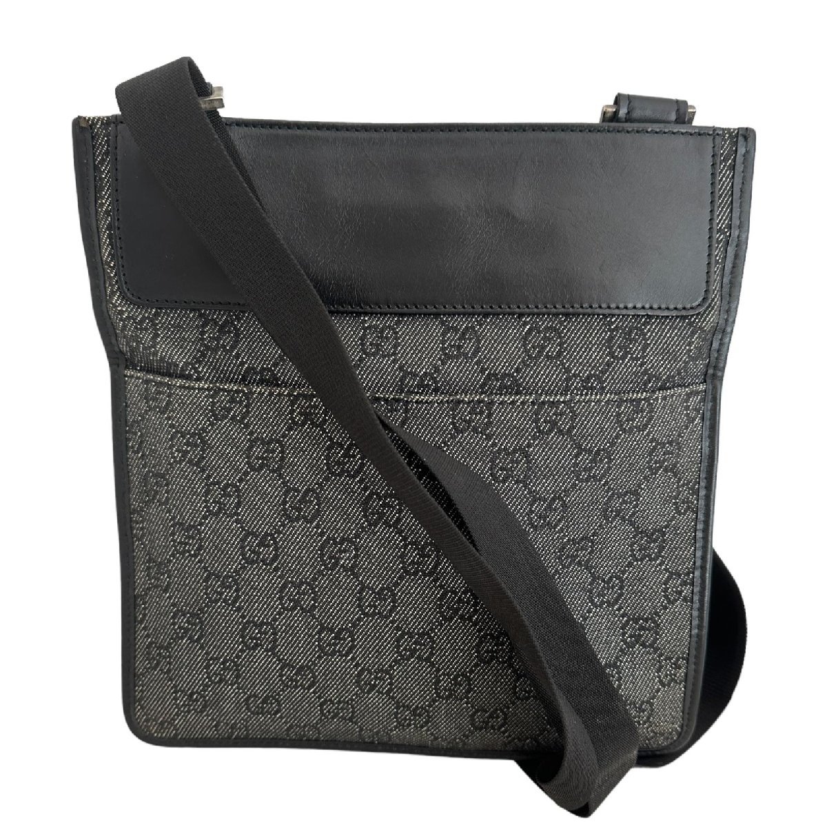 GUCCI グッチ GGキャンバス ショルダーバッグ キャンバス×レザー 黒系