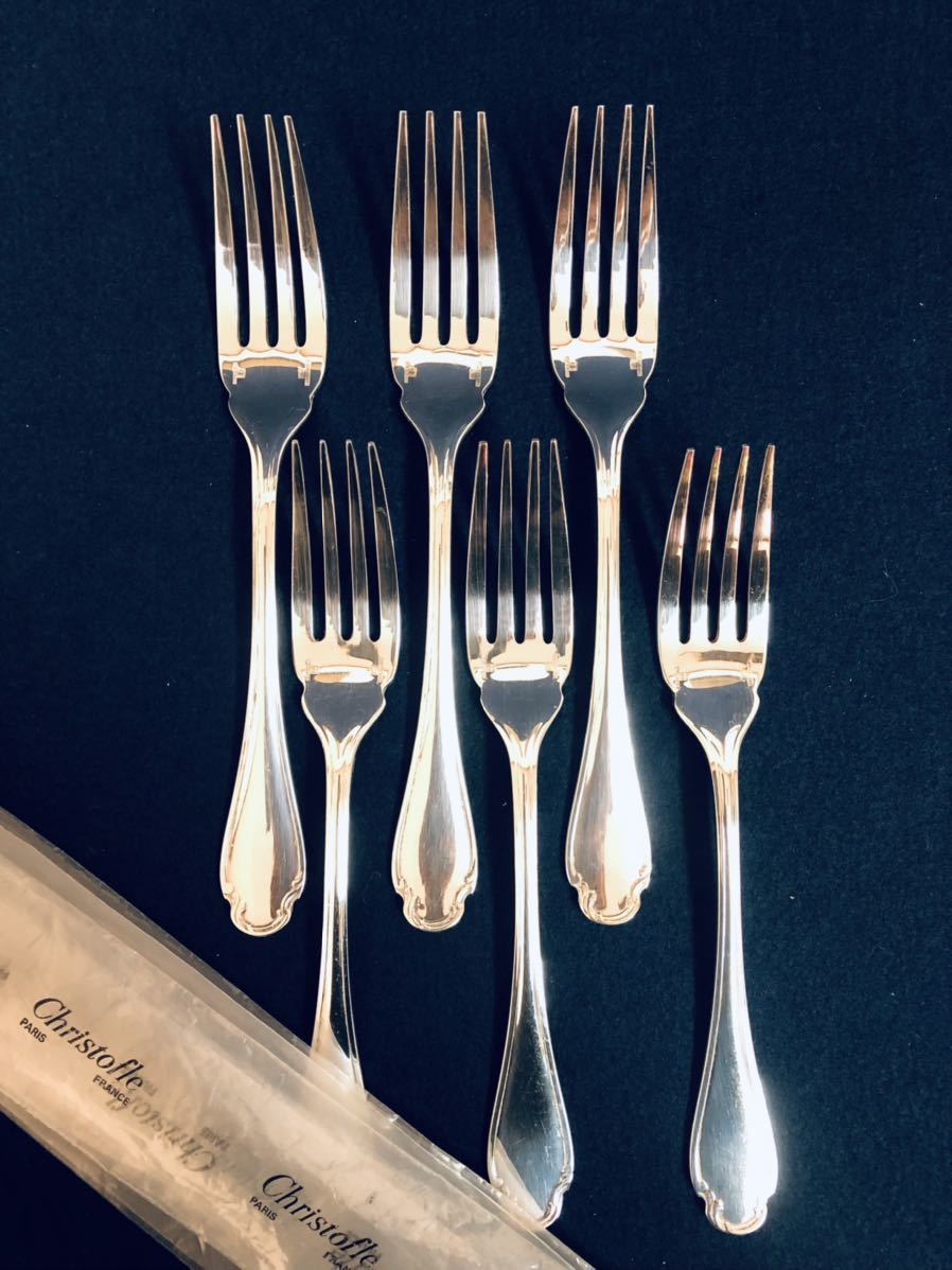 【品質保証，人気】 Christofle クリストフル テーブルフォーク 17.6cm Pompadour ポンパドール カトラリー フランス 廃盤 6本 クリストフルシルバー 品(フォーク)｜売買されたオークション情報、yahooの商品情報をアー フォーク