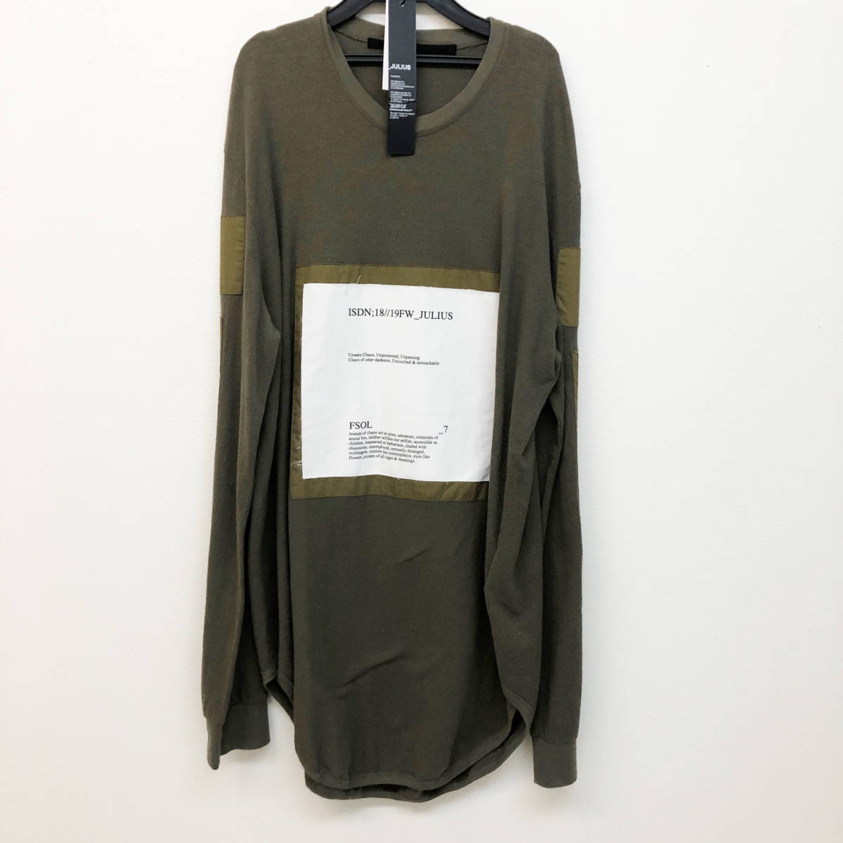 18AW新品 定価23100円 JULIUS ユリウス ISDN パッチ 長袖 Tシャツ 