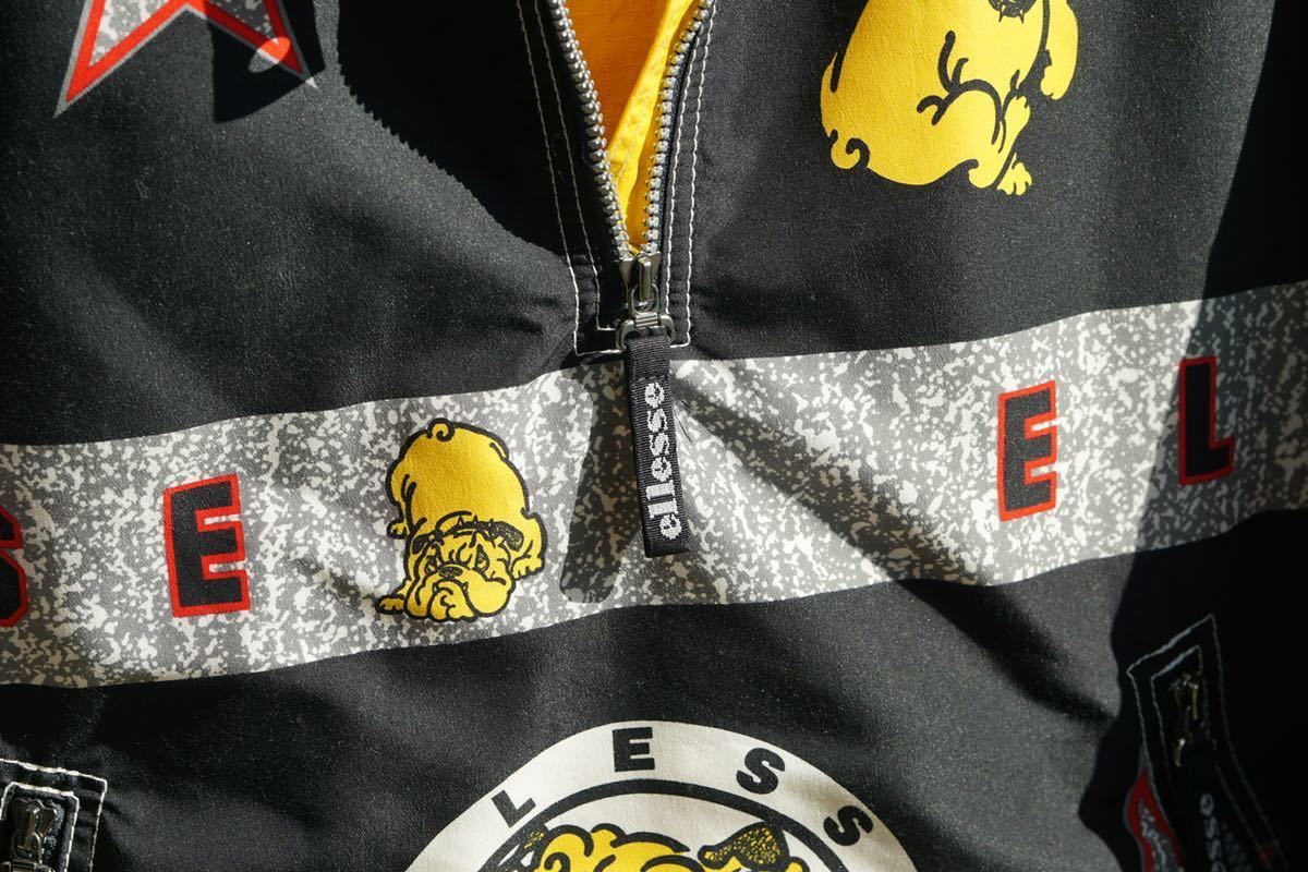 90s ellesse エレッセ ハーフジップ ジャケット パーカー 総柄 