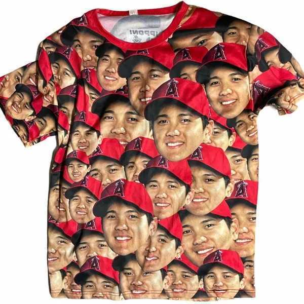 M MLB 大谷翔平 顔だらけ Tシャツ スポーツ Angels Baseball 