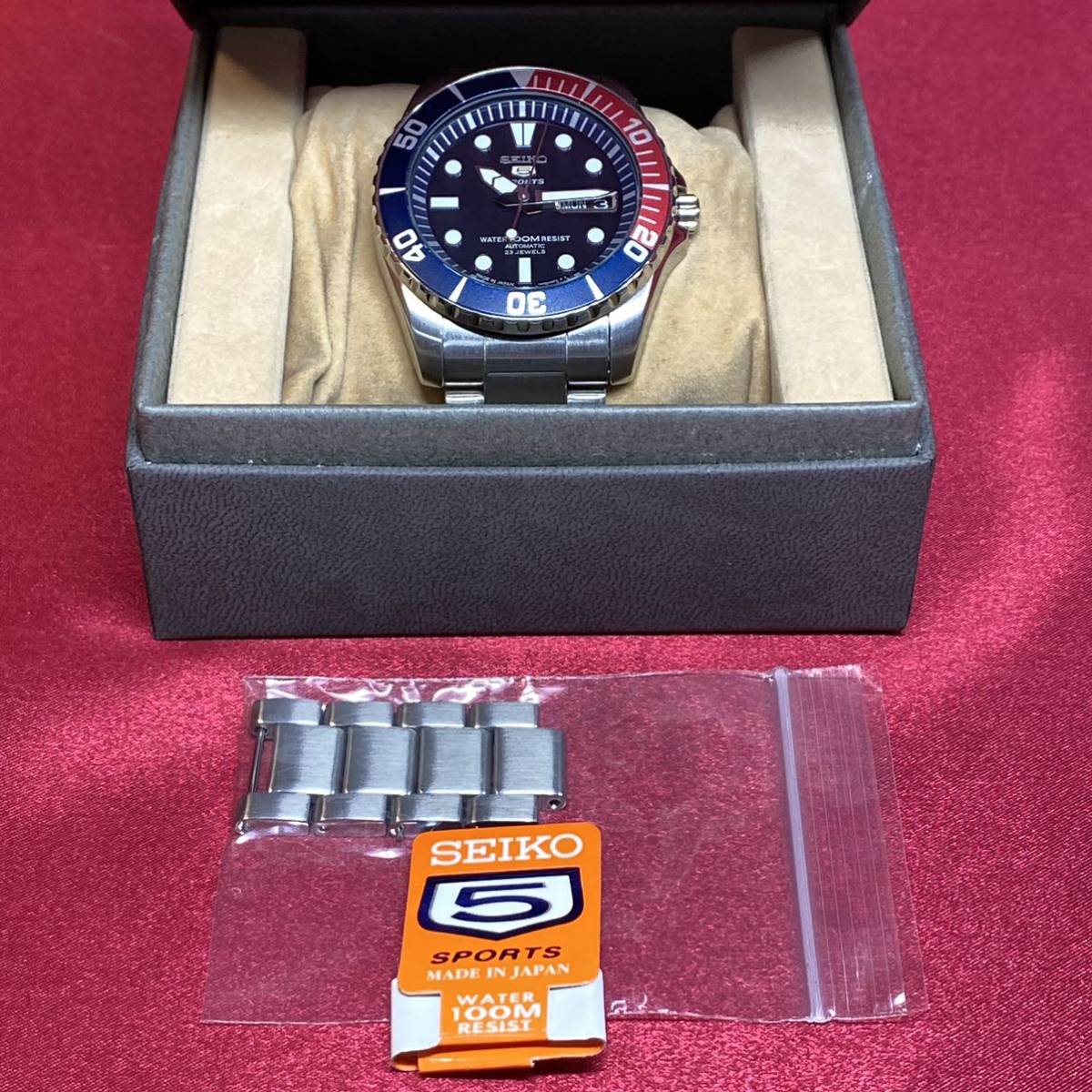 ○【YH-3296】中古品 SEIKO5 SPORTS セイコー5スポーツ 7S36-03C0 自動 