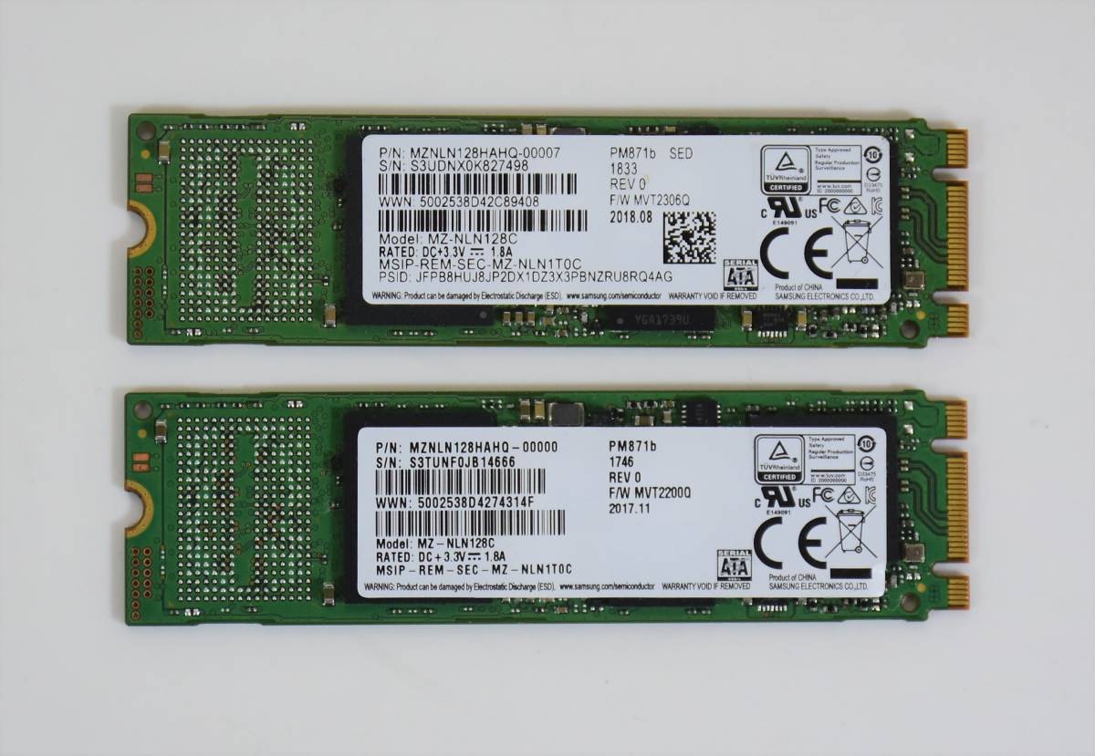 SAMSUNG MZNLN128HAHQ-00000 2枚セット 128GB M.2SSD 管理番号PCP-157