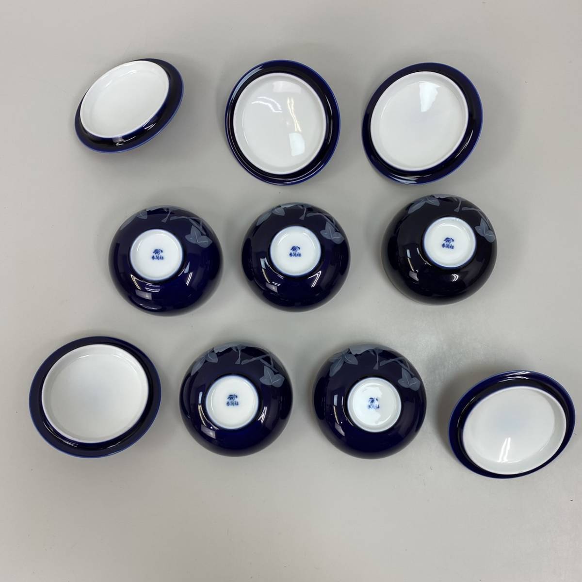 22H1207 香蘭社 ルリ 白ばら 蓋付き 茶器 湯揃 5客 セット 食器