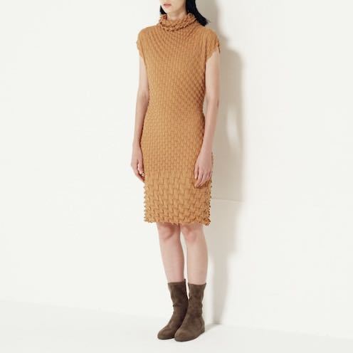 極美品 ISSEY MIYAKE WOOL SHELL KNIT ワンピース イッセイミヤケ 