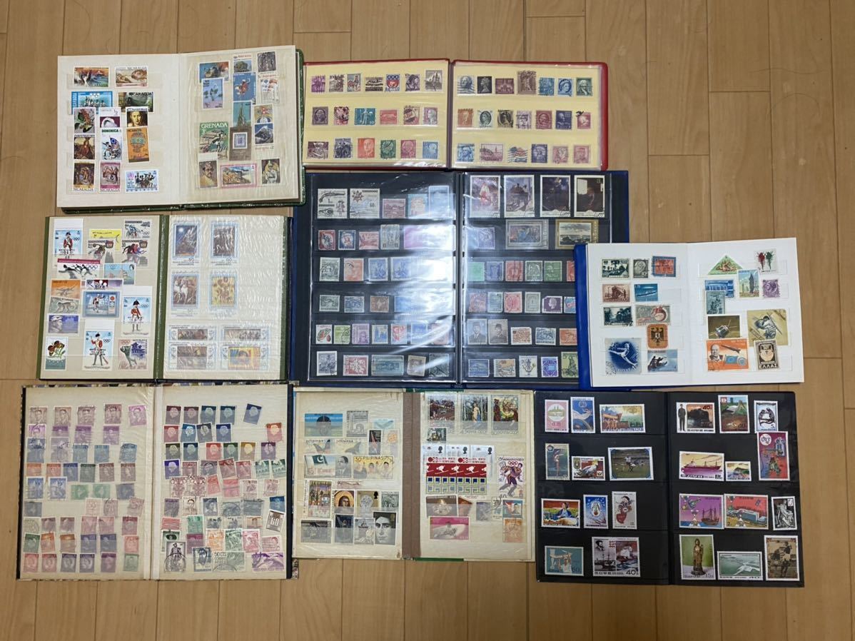 海外切手未使用　使用済混合 外国切手 海外切手 8冊 未使用 使用済み 外国切手 海外切手 使用済み