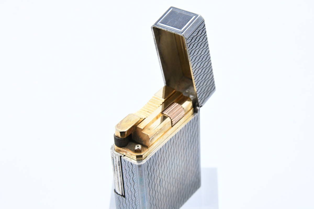 デュポン ガスライター 波模様 - Dupont シルバー S.T. 箱付き 小型 