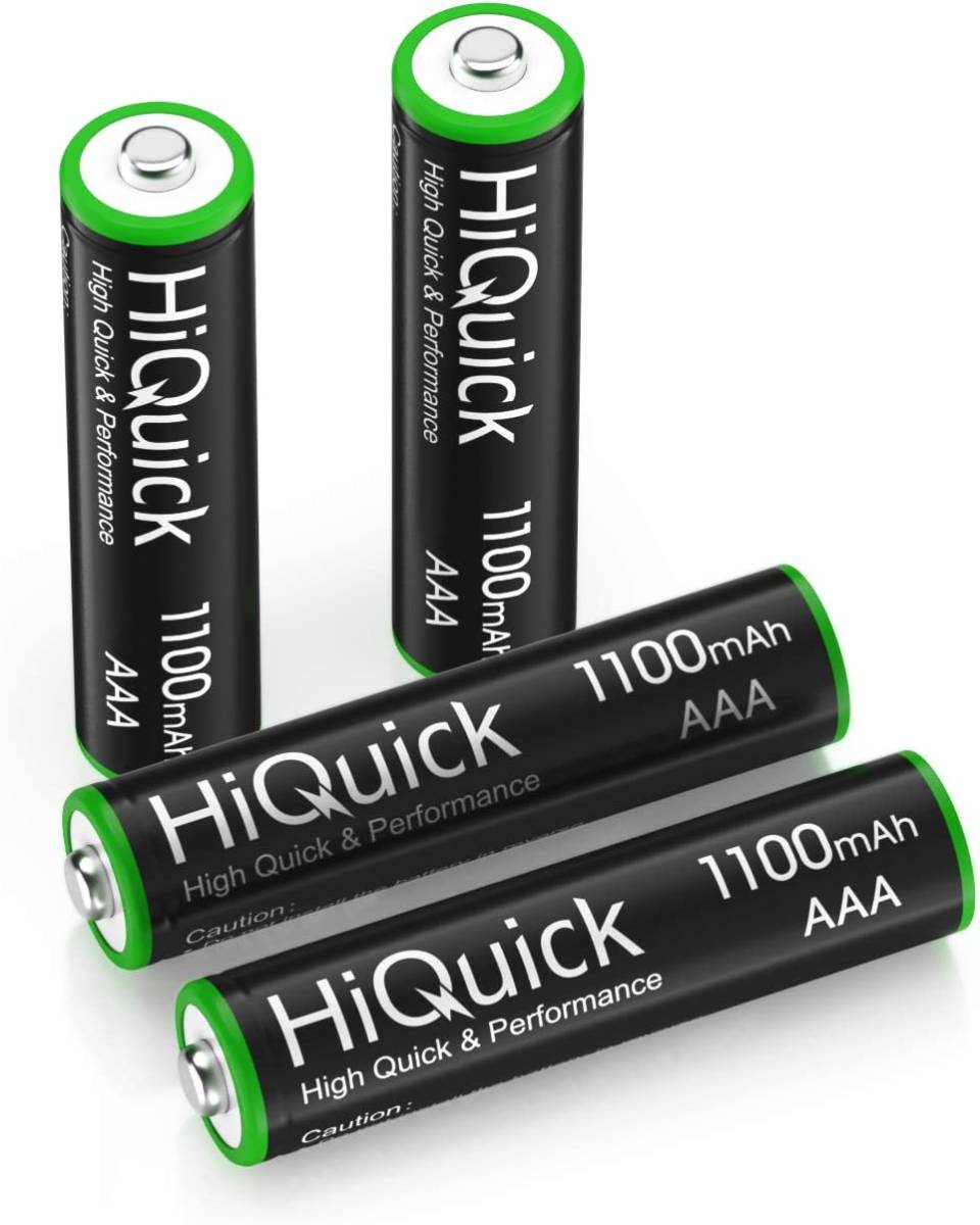 単4充電池4本 HiQuick 単四電池 充電式 ニッケル水素電池高容量1100mAh 単4形充電池 4本入り 約1200回使_1