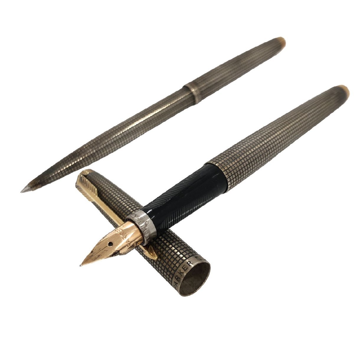 パーカー Parker USA製 スターリング 14K 万年筆 ボールペン ２本 PARKER パーカー スターリング ペン先14K 万年筆 ボールペン 2本セット
