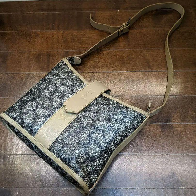 YSL イヴサンローラン PVC×レザー ジラフ柄 ショルダーバッグ 肩掛け