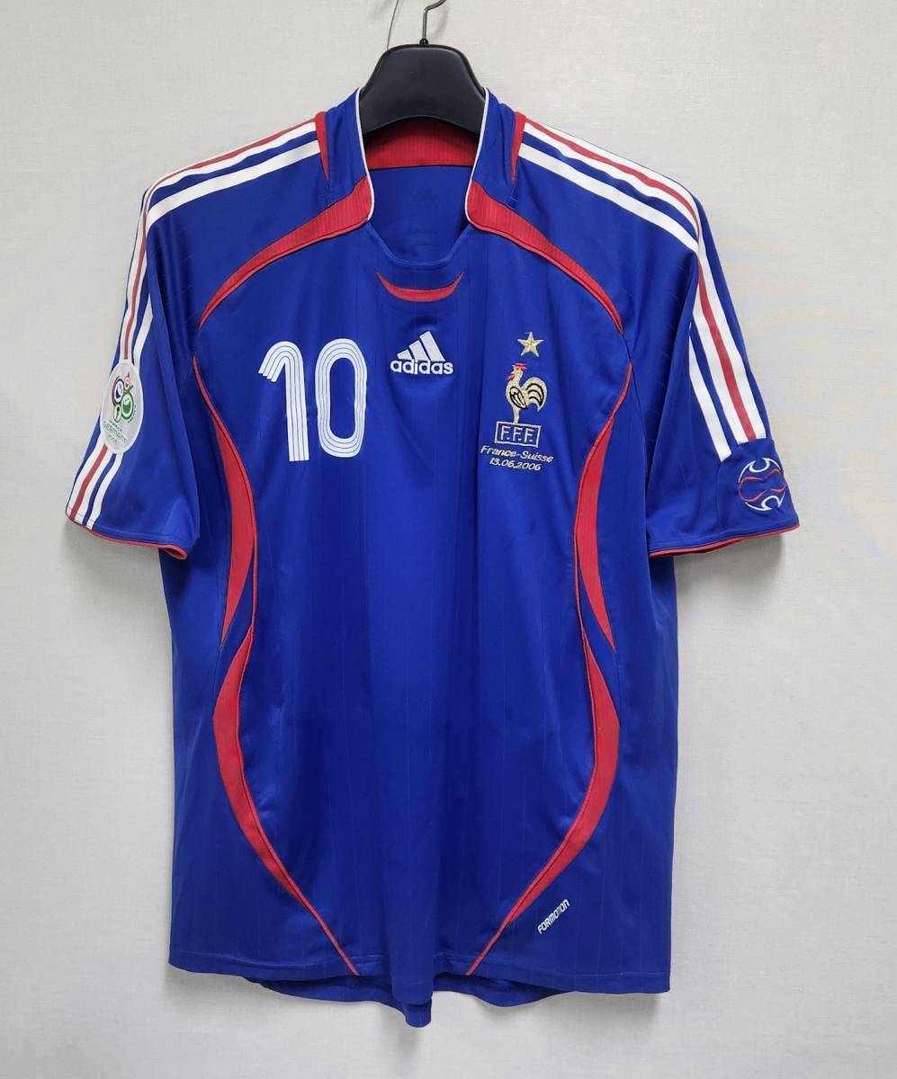 06W杯 フランス FRANCE(H)＃10 ジダン ZIDANE 選手用半袖 Adidas正規 スイス戦仕様 オーセンティック L