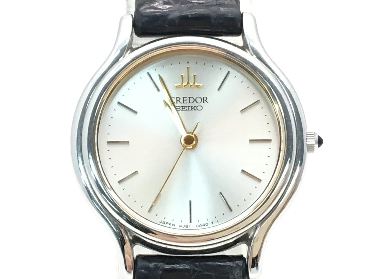 SEIKO クレドール 4J81-0A40 クォーツ 腕時計 ブラック 稼働品 中古  