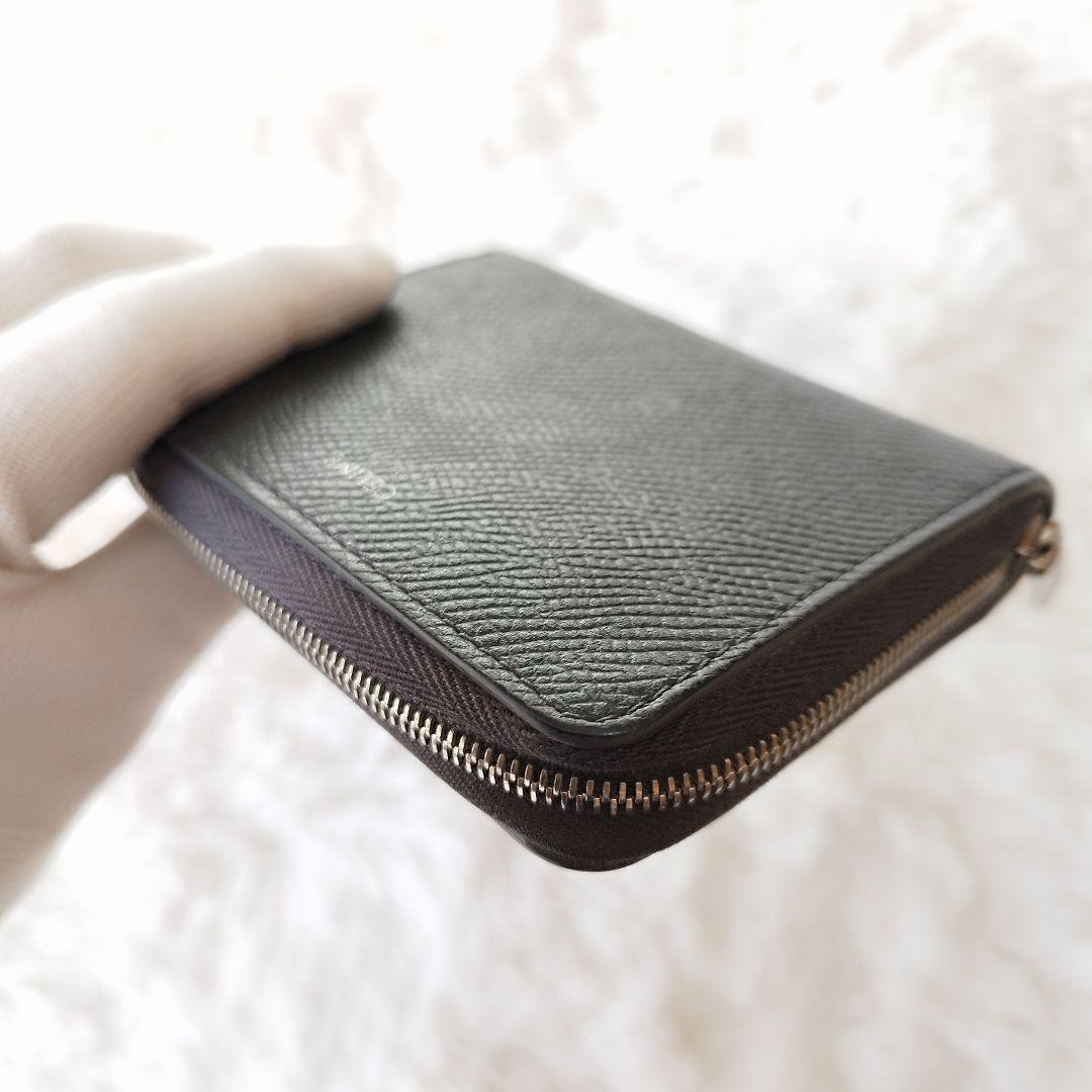 良品◆CELINE セリーヌ　コンパクト コインケース　ダークグレー 小銭入れ コインパース 灰色 カードケース コンパクト ラウンドファスナー セリーヌ CELINE コインケース CELINEセリーヌ コイン&frasl;カードケース 小銭入れ付き&frasl;コンパクトウォレット