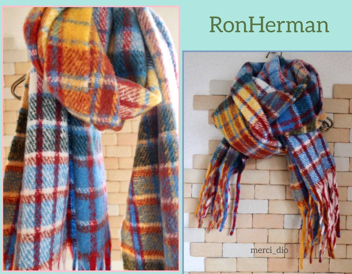 ロンハーマン RonHerman カラフルチェック フリンジ 大判ストール 