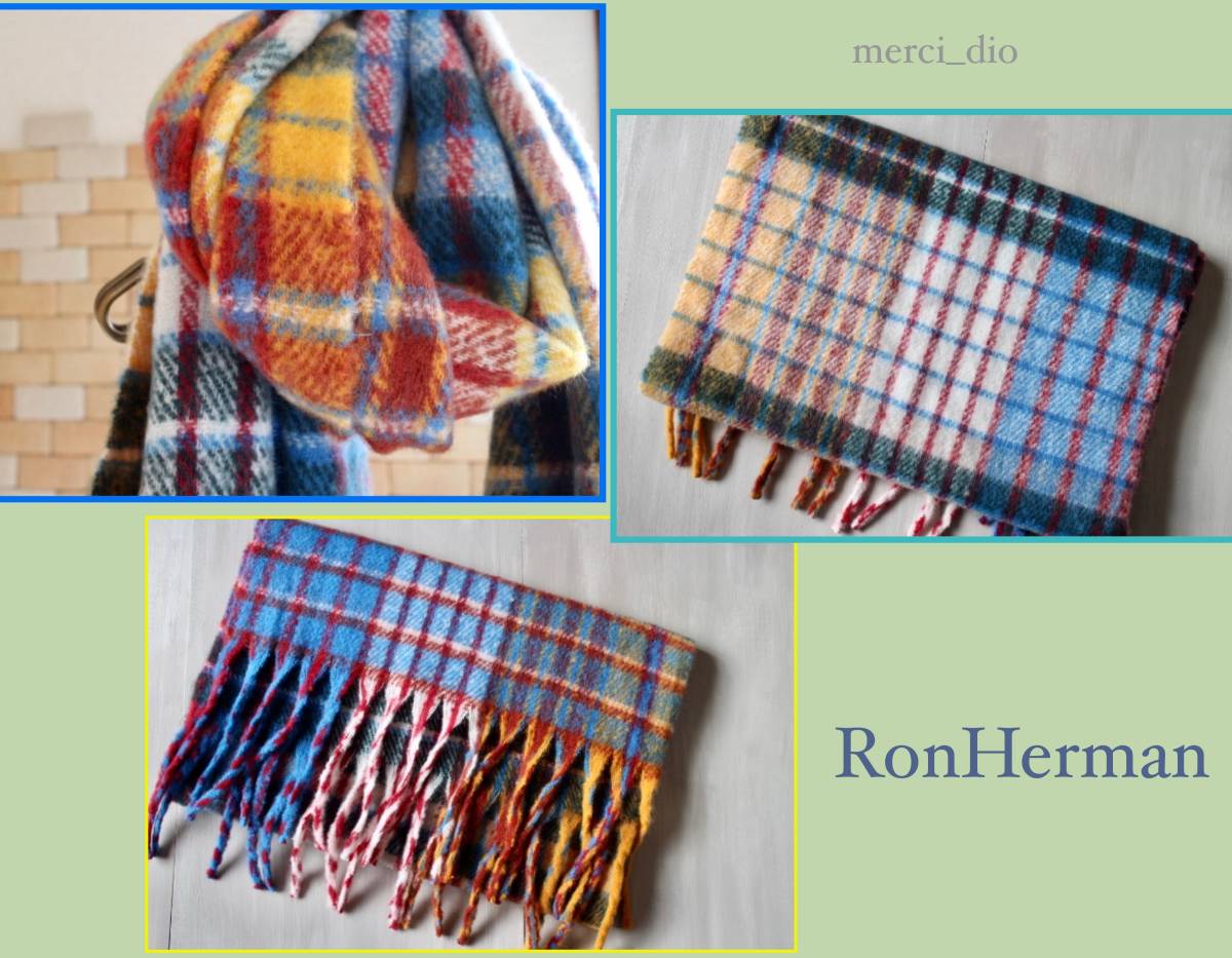 ロンハーマン RonHerman カラフルチェック フリンジ 大判ストール 