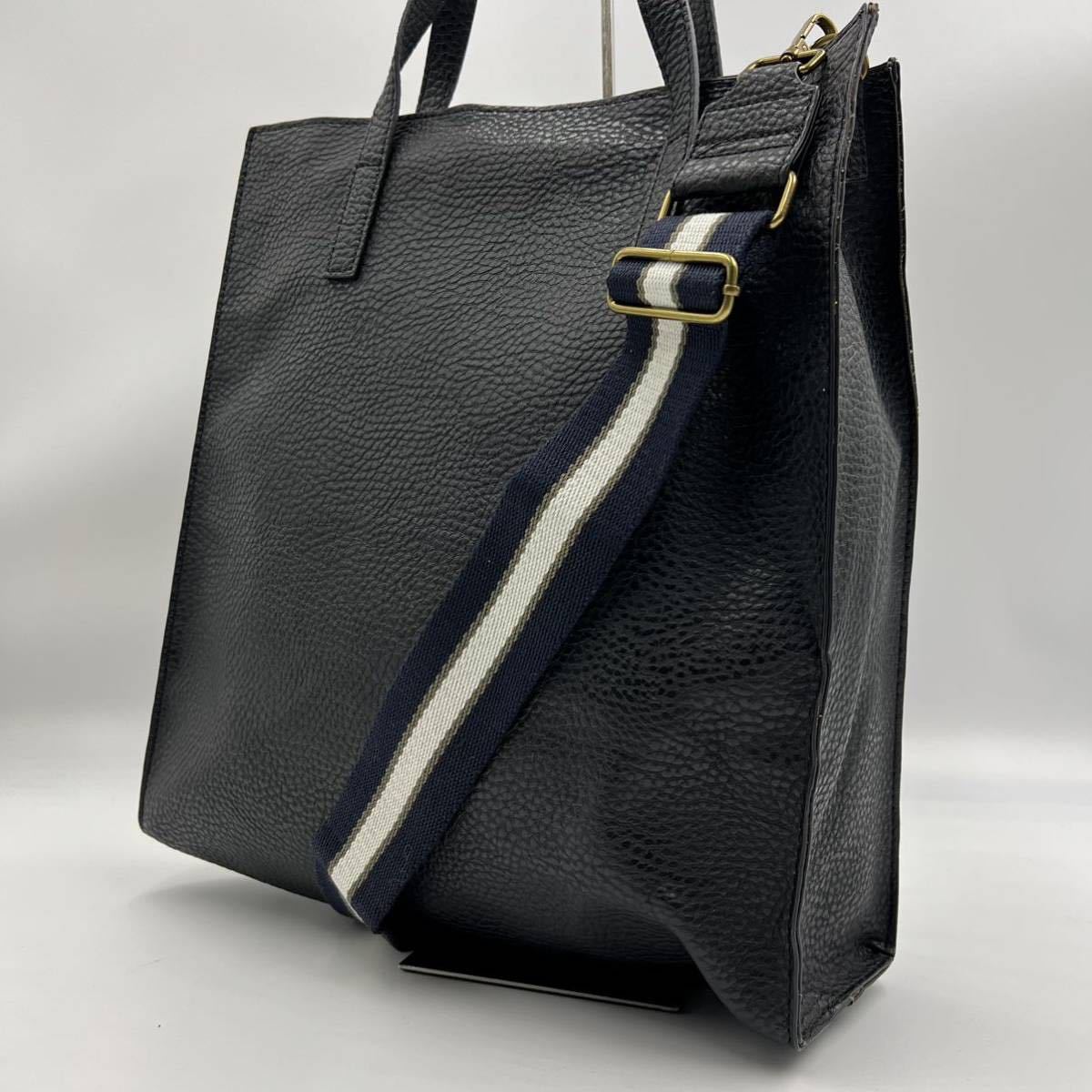 1円 美品 BARNEYS NEW YORK バーニーズニューヨーク トートバッグ ビジネスバッグ 2way ショルダーバッグ レザー 黒 ブラック メンズ