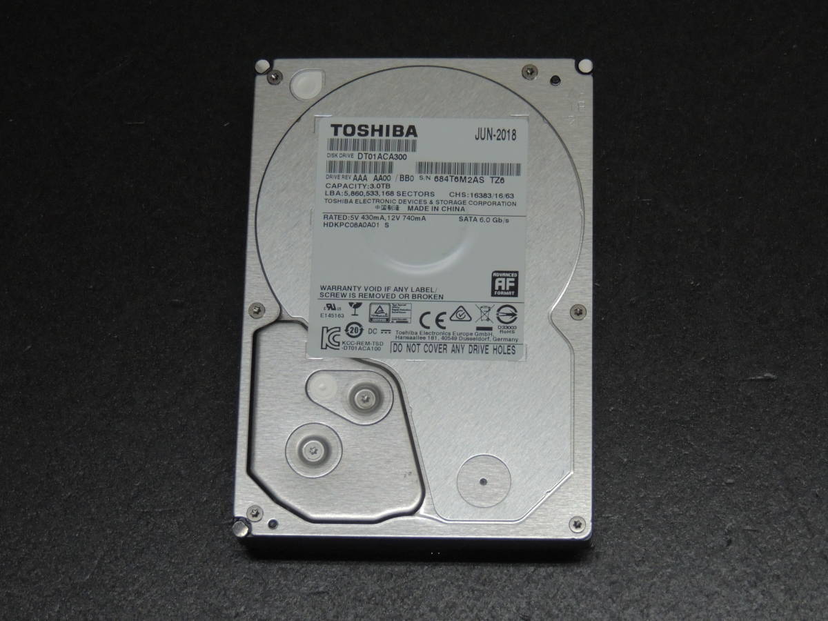 DT01ACA300 3TB TOSHIBA HDD 東芝 SATA Toshiba 7200rpm - ⁄ 内蔵HDD 