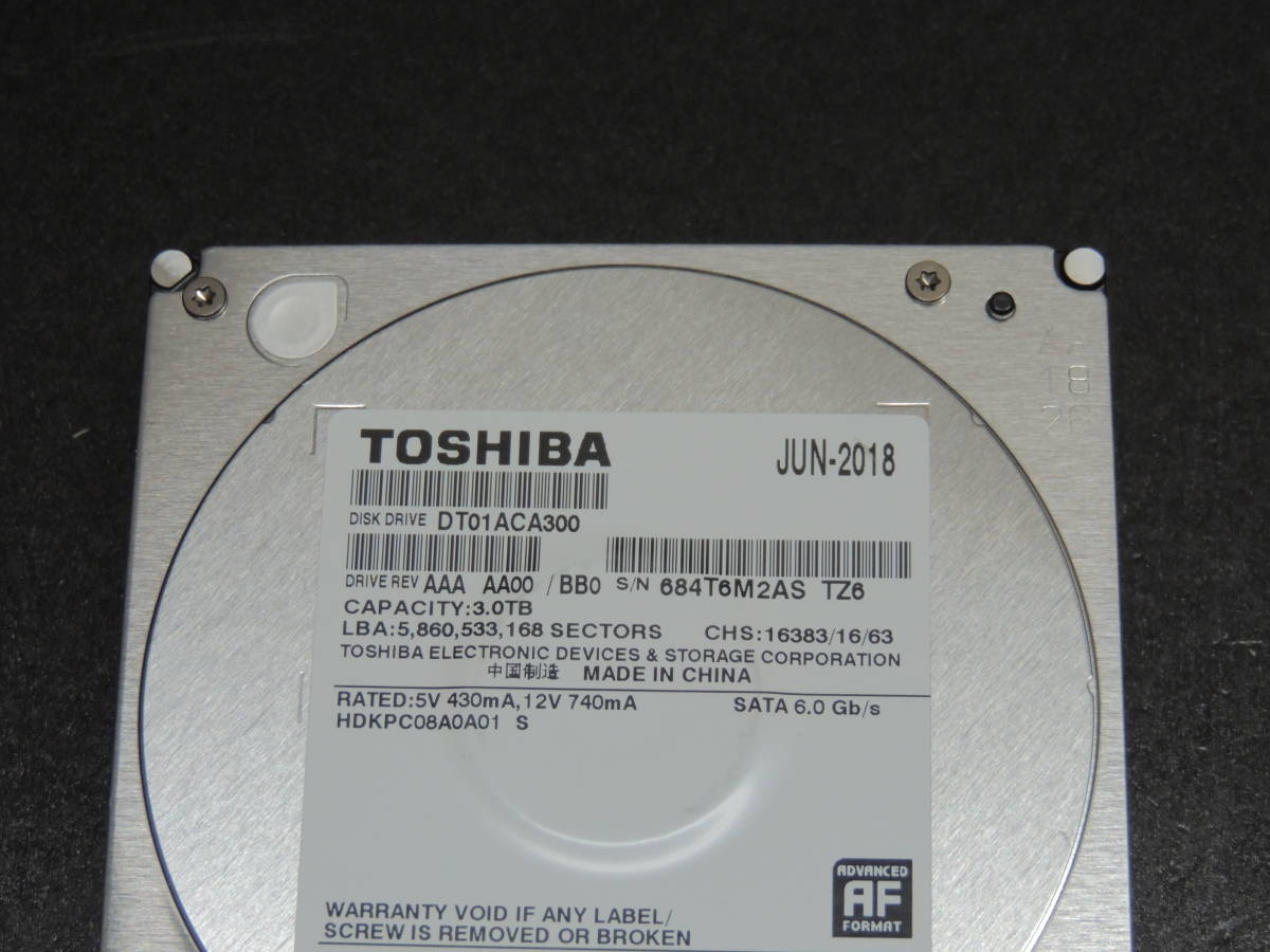 DT01ACA300 3TB TOSHIBA HDD 東芝 SATA Toshiba 7200rpm - ⁄ 内蔵HDD 