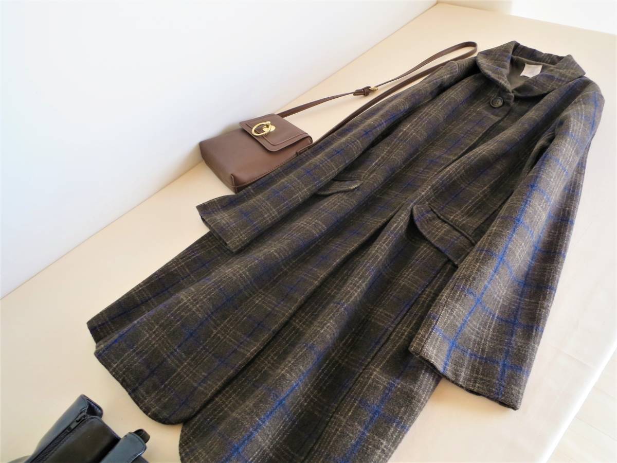 栗原はるみ 撥水ノーカラーロングアウター(ネイビー)｜SALE 