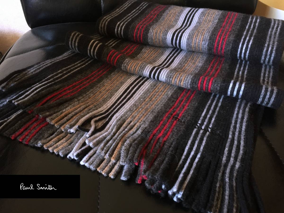 ●高級感ある肌触り ポールスミス マルチストライプカラー ウール マフラー メンズ レディース スーツ 即納 コレクション R.NEWBOLD 