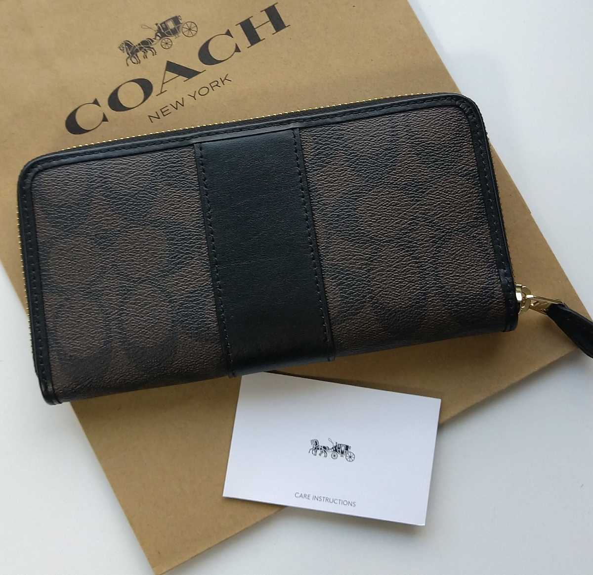 【新品】COACH コーチ 長財布 シグネチャー ブラウン ブラック