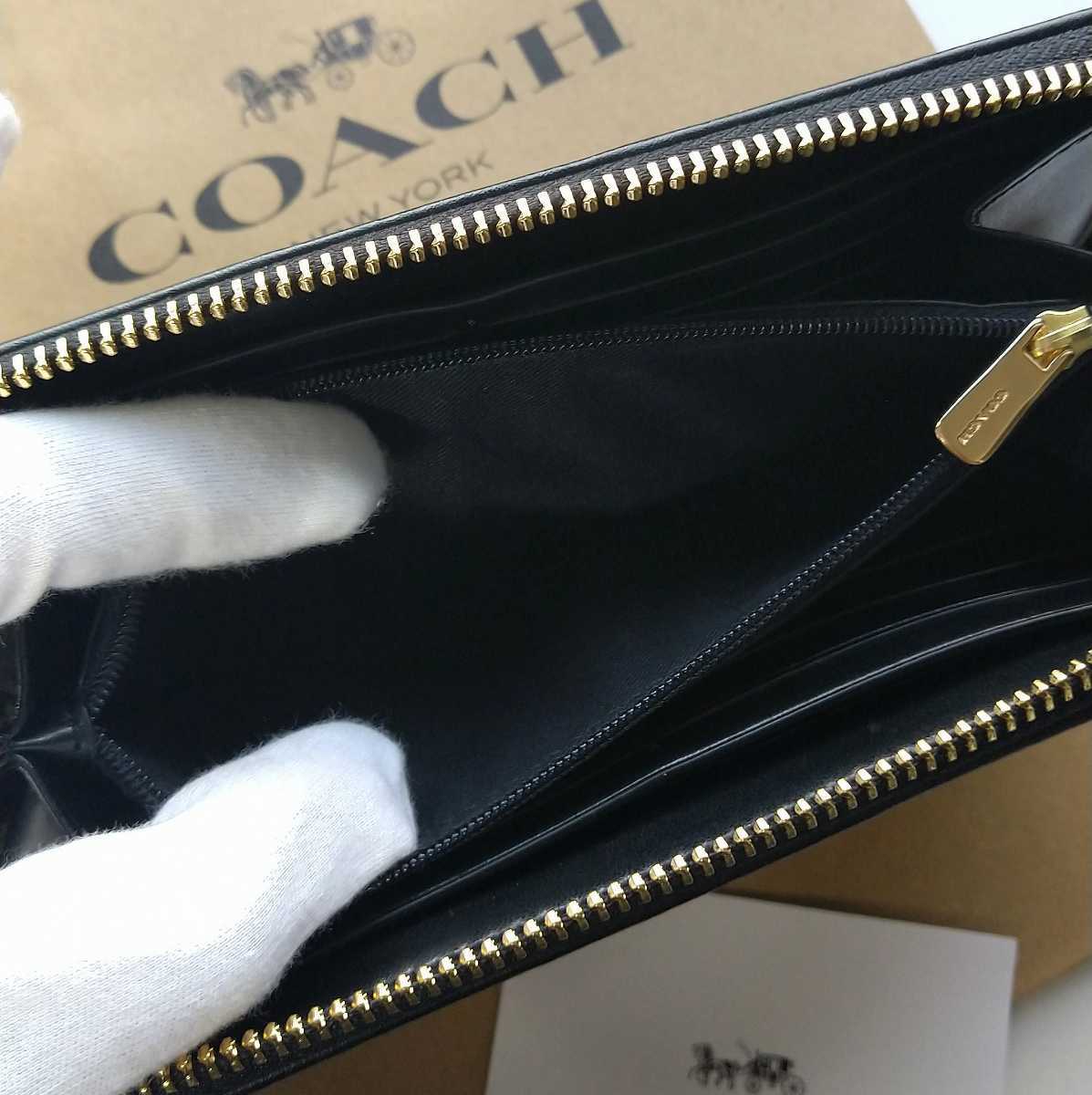 【新品】COACH コーチ 長財布 シグネチャー ブラウン ブラック