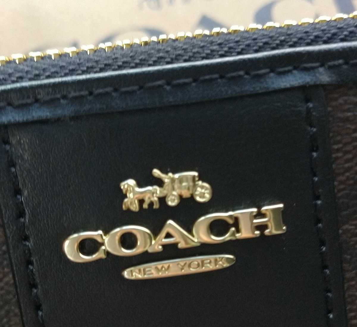 【新品】COACH コーチ 長財布 シグネチャー ブラウン ブラック