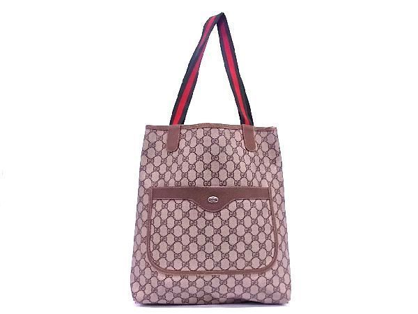 1円 GUCCI グッチ オールドグッチ ヴィンテージ PVC GG柄 トートバッグ