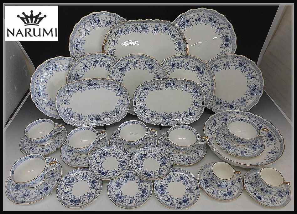 [ZEROnet]▼ナルミ ミラノ 32点セット 大量 カップ＆ソーサー デミタス オーバル プレート 楕円 まとめて 花柄▼P412-87