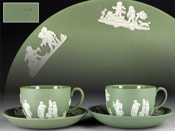 魁◇本物保証 WEDGWOOD ウエッジウッド ジャスパー セージグリーン